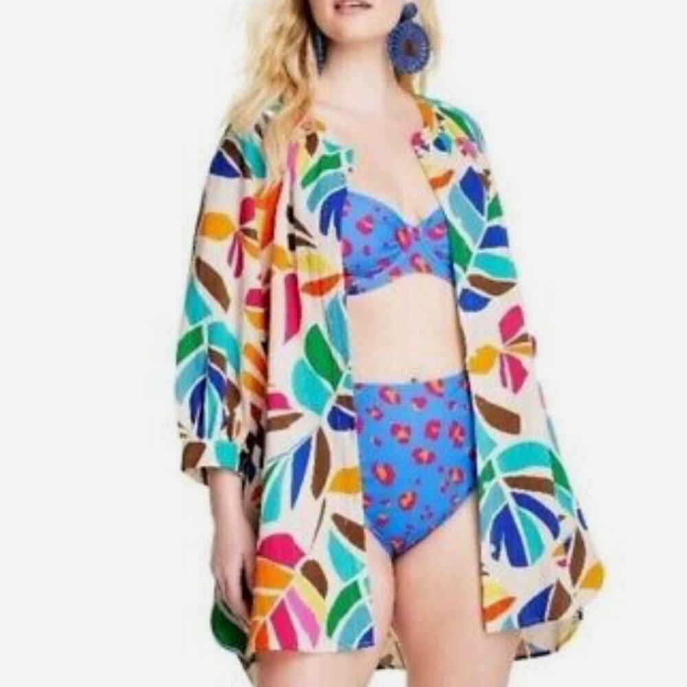 Women's Tabitha Brown Botanical Print Cover Up Shirt Dress Target XXS